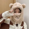 Winter cute little bear scarf, hat, warm all-in-one hat, student lamb wool Korean version girls' hat, mask, cycling wool hat Application Scenario